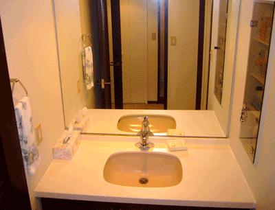 Wash basin, toilet. Wash basin