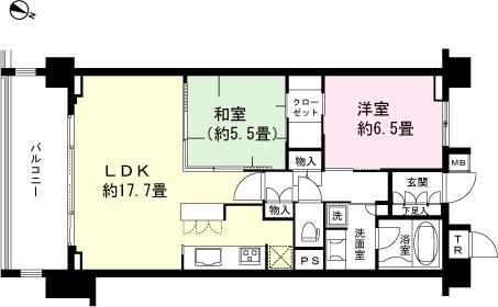 Floor plan. 2LDK, Price 29 million yen, Footprint 67.3 sq m , Balcony area 12 sq m floor plan