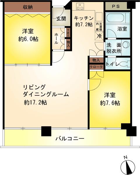 Floor plan. 2LDK, Price 9.8 million yen, Occupied area 80.62 sq m , Balcony area 13.63 sq m