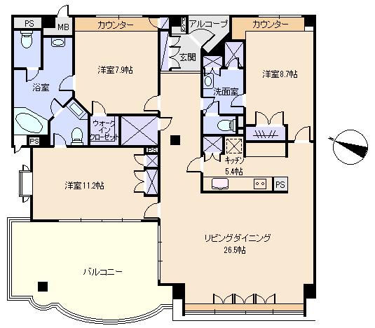 Floor plan. 3LDK, Price 39,800,000 yen, Footprint 148.46 sq m , Balcony area 30.57 sq m