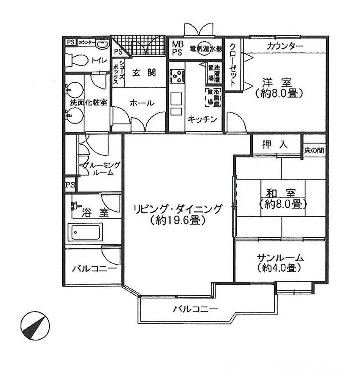 Floor plan. 2LDK, Price 17.5 million yen, Footprint 106.29 sq m , Balcony area 10.99 sq m