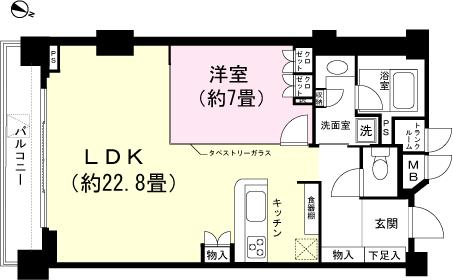 Floor plan. 1LDK, Price 10 million yen, Occupied area 67.99 sq m , Balcony area 8.64 sq m floor plan
