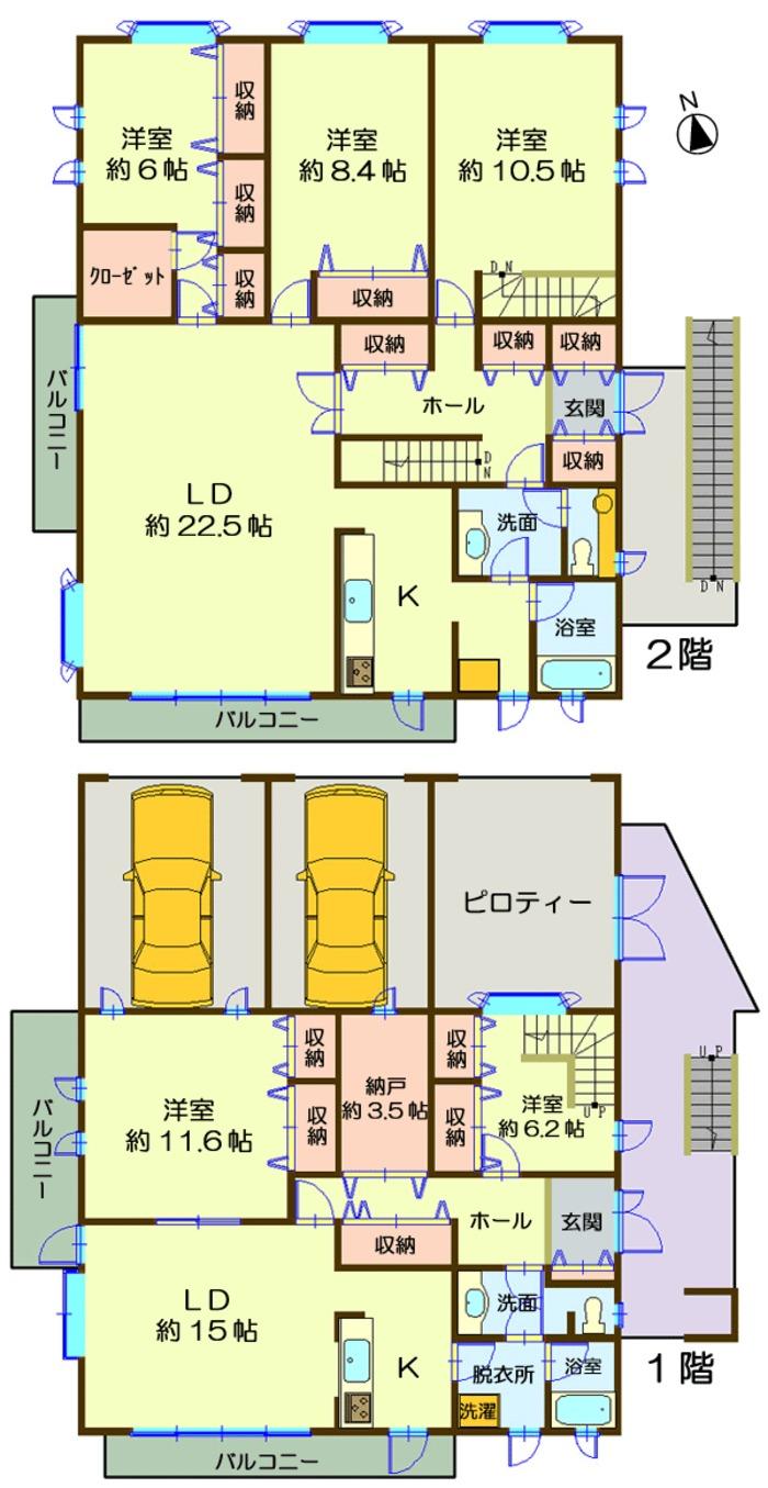 Floor plan. 29,800,000 yen, 5LLDDKK + S (storeroom), Land area 262.37 sq m , Building area 233.65 sq m