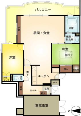 Floor plan. 2LDK, Price 12.8 million yen, Occupied area 87.16 sq m , Balcony area 16.15 sq m