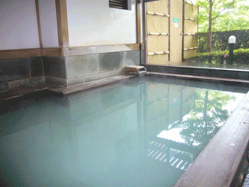 Bathroom. Hot spring public bath men and women there is a total cypress and Ishifuro will change in the weekly. This is cypress bath. Onsen of cloudiness is