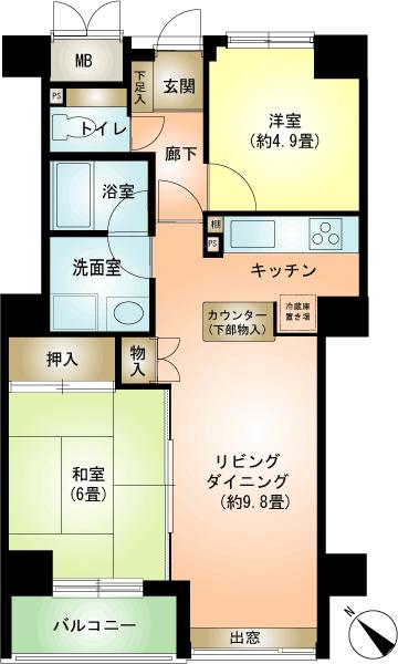 Floor plan. 2LDK, Price 7.9 million yen, Occupied area 52.79 sq m , Balcony area 3.72 sq m