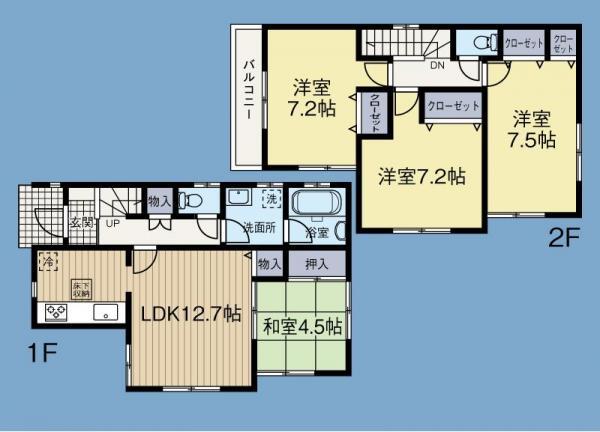 Floor plan. 19,800,000 yen, 4LDK, Land area 100.08 sq m , Building area 91.52 sq m