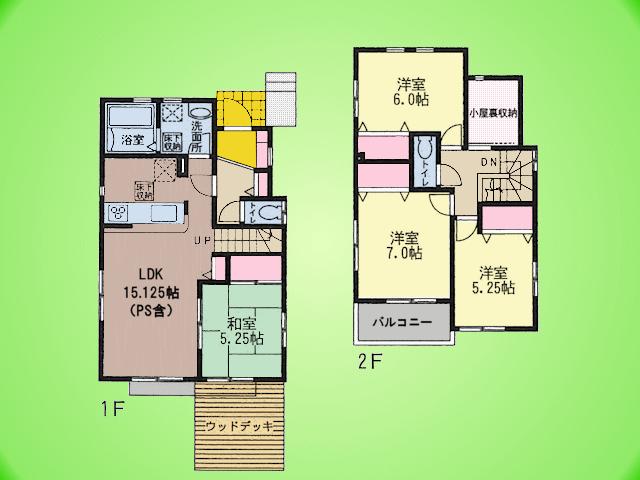 Floor plan. 31,800,000 yen, 4LDK + S (storeroom), Land area 105.05 sq m , Storage is also abundant in the building area 94.4 sq m 4LDK ☆