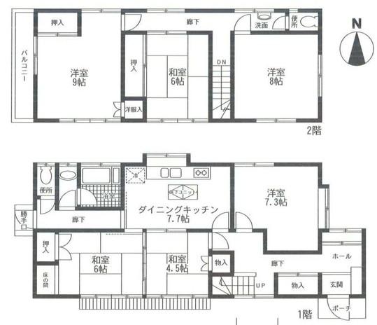 Floor plan. 50 million yen, 6LDK, Land area 208.24 sq m , Building area 123.38 sq m