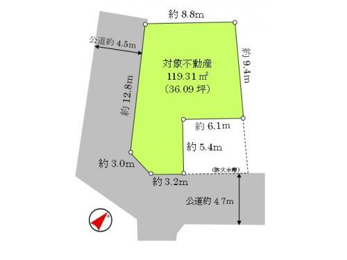 Compartment figure. Land price 13.6 million yen, Land area 119.31 sq m