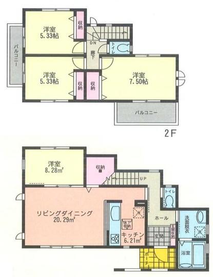 Floor plan. 25 million yen, 4LDK, Land area 127.3 sq m , Building area 96.67 sq m