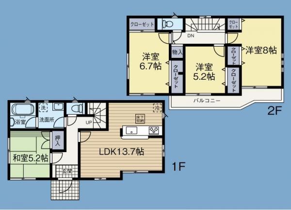 Floor plan. 30,800,000 yen, 4LDK, Land area 189.33 sq m , Building area 93.96 sq m