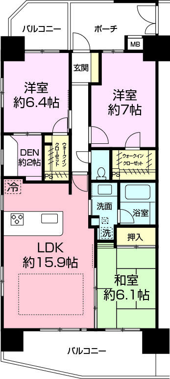 Floor plan. 3LDK, Price 28 million yen, Occupied area 80.92 sq m , Balcony area 17.39 sq m