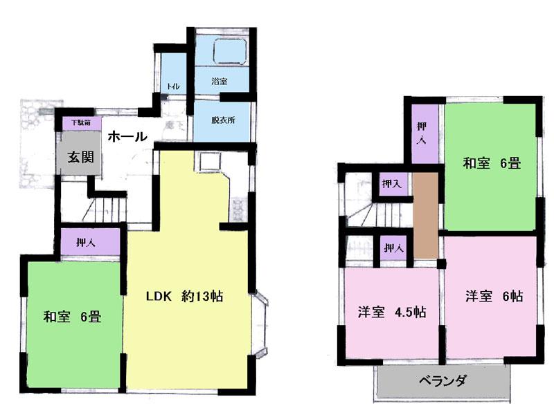 Floor plan. 19.9 million yen, 4LDK, Land area 126.77 sq m , Building area 87.58 sq m
