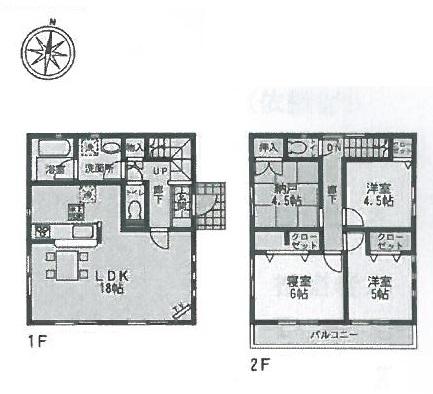 Floor plan. (Building 2), Price 22,800,000 yen, 3LDK+S, Land area 119.4 sq m , Building area 90.72 sq m