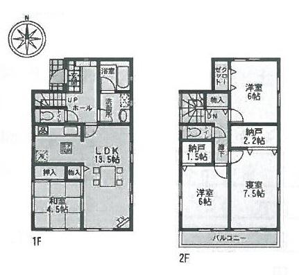 Floor plan. (6 Building), Price 22,800,000 yen, 4LDK+S, Land area 100.04 sq m , Building area 95.58 sq m