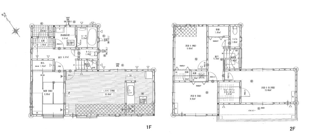 Floor plan. (1 Building), Price 36,800,000 yen, 4LDK, Land area 125.01 sq m , Building area 105.16 sq m