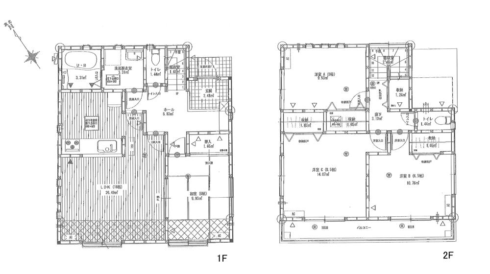 Floor plan. (3 Building), Price 35,800,000 yen, 4LDK, Land area 138.54 sq m , Building area 105.15 sq m