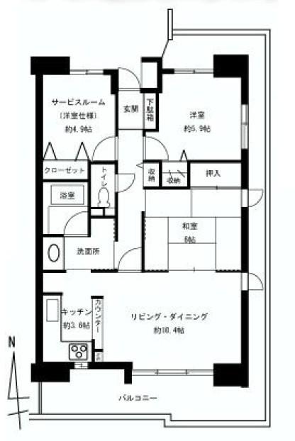 Floor plan. 2LDK + S (storeroom), Price 24 million yen, Occupied area 70.19 sq m , Balcony area 26.64 sq m