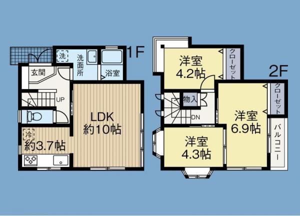 Floor plan. 17.8 million yen, 3LDK, Land area 90.29 sq m , Building area 71.05 sq m