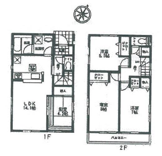 Floor plan. (1 Building), Price 20.8 million yen, 4LDK, Land area 109.74 sq m , Building area 90.72 sq m