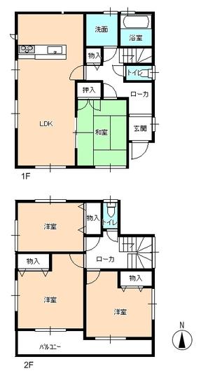 Floor plan. 25,800,000 yen, 4LDK, Land area 145.46 sq m , Building area 105.77 sq m