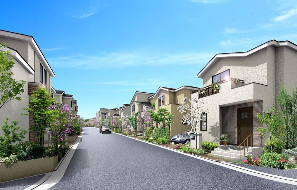 Cityscape Rendering. Big Town with a total area of ​​14000 square meters ・ Atsugi Wonder Hills. Green full of well-appointed streets of large-scale unique is, Just regional symbol. (Cityscape Rendering)