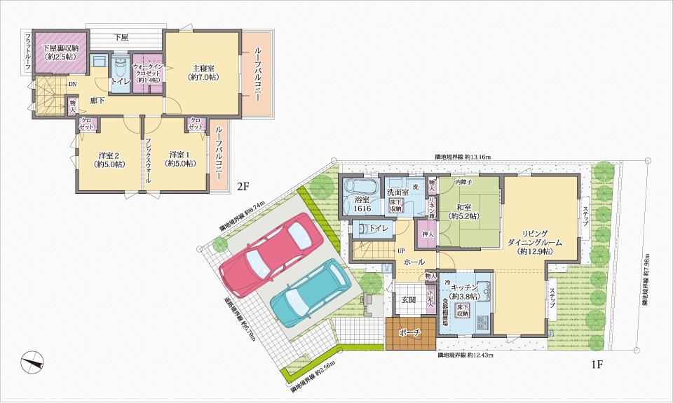 Floor plan. South Mori until the elementary school 640m