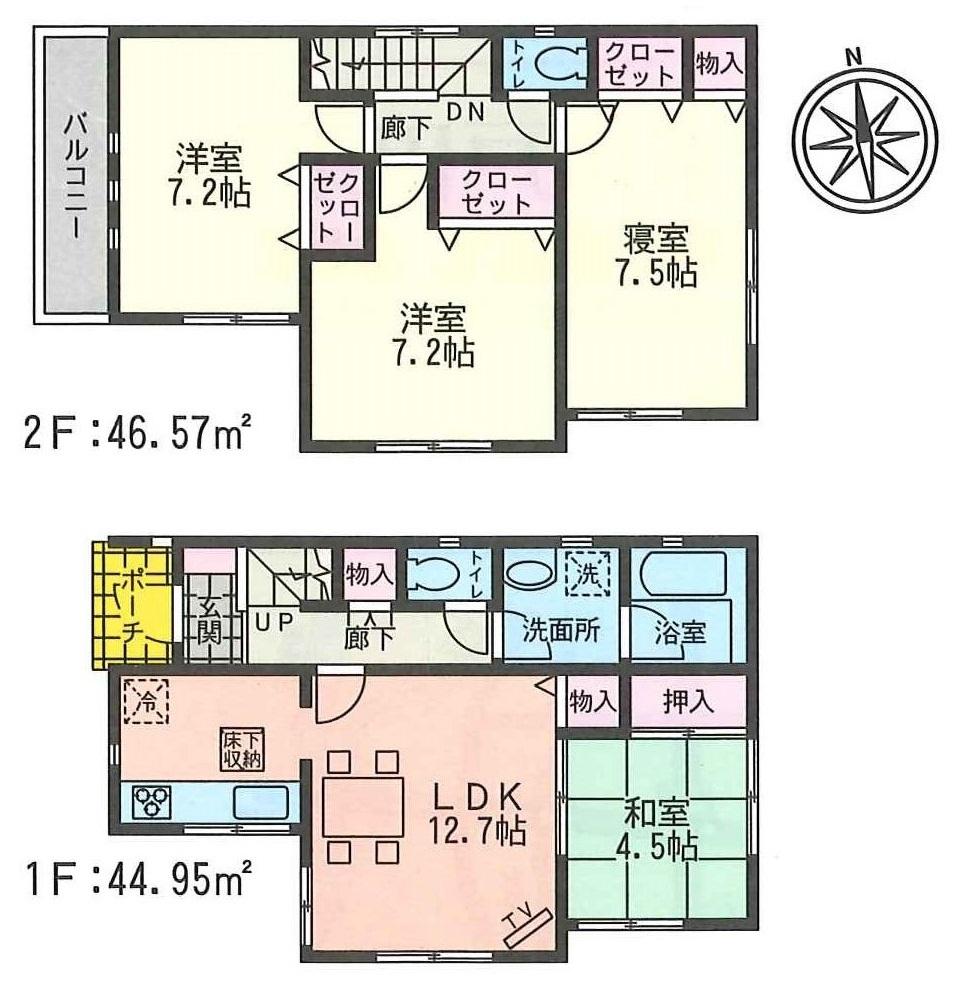 Floor plan. (3 Building), Price 22,300,000 yen, 4LDK, Land area 100.08 sq m , Building area 91.52 sq m