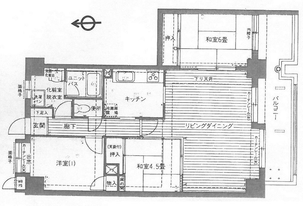 Floor plan. 3LDK, Price 9.7 million yen, Occupied area 77.07 sq m , Balcony area 12.87 sq m