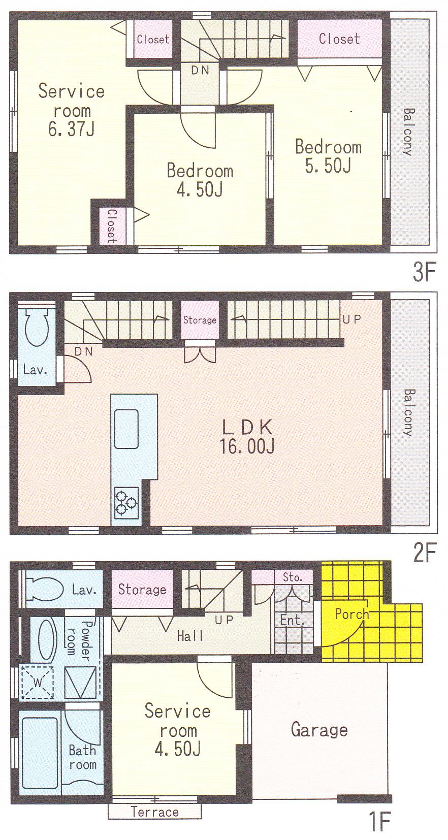 Floor plan. (A Building), Price 29,800,000 yen, 2LDK+2S, Land area 55.93 sq m , Building area 99.6 sq m