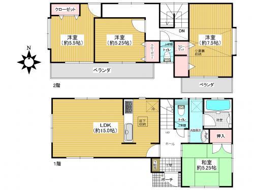Floor plan. 16.8 million yen, 4LDK, Land area 86.63 sq m , Building area 91.53 sq m