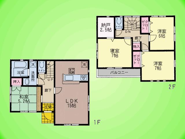 Floor plan. (1 Building), Price 22,800,000 yen, 4LDK, Land area 124.72 sq m , Building area 97.2 sq m