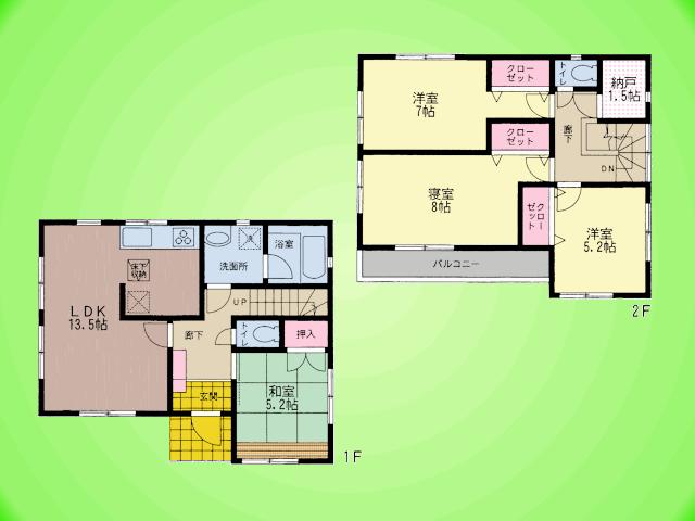 Floor plan. (4 Building), Price 21,800,000 yen, 4LDK+S, Land area 124.72 sq m , Building area 94.76 sq m