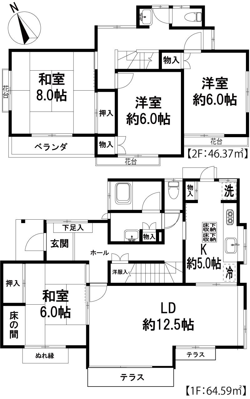 Floor plan. 20,900,000 yen, 4LDK, Land area 183.57 sq m , Building area 110.96 sq m floor plan