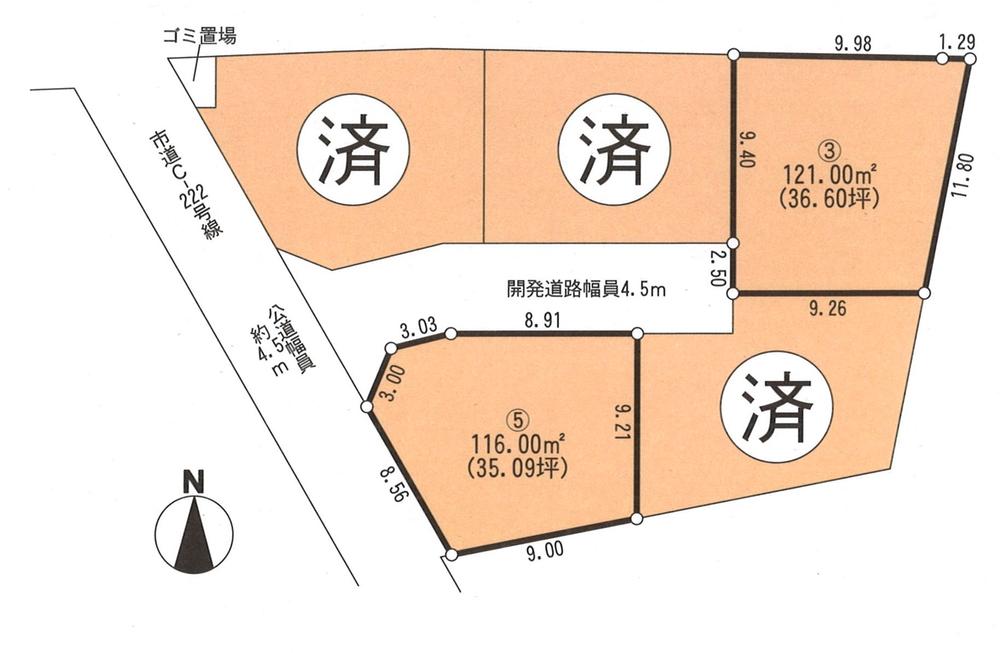 Compartment figure. Land price 9.9 million yen, Land area 116 sq m