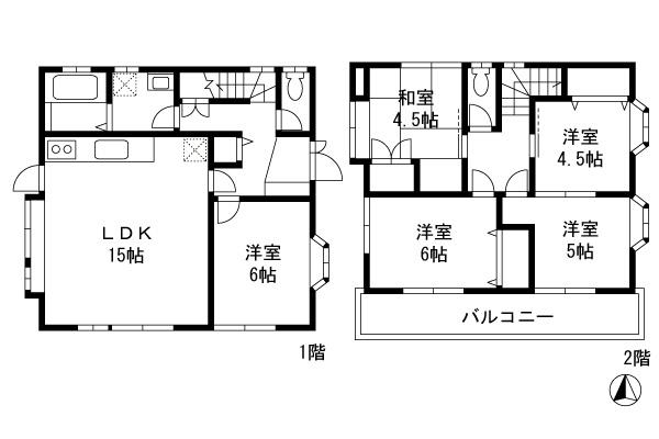 Floor plan. 34,800,000 yen, 5LDK, Land area 136.04 sq m , Building area 99.15 sq m