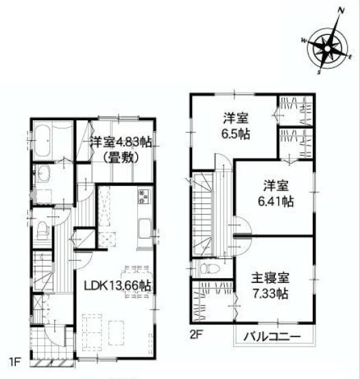 Floor plan. (Tsumadanishi 1 Building), Price 26,400,000 yen, 4LDK, Land area 109.1 sq m , Building area 98.4 sq m
