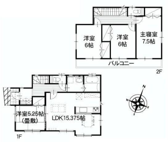 Floor plan. (Tsumadanishi 2 Building), Price 28,400,000 yen, 4LDK, Land area 100.2 sq m , Building area 98.12 sq m