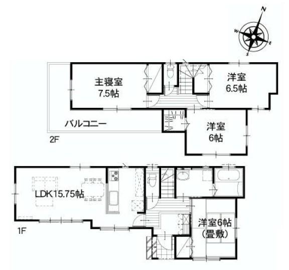 Floor plan. (Tsumadanishi 4 Building), Price 27,400,000 yen, 4LDK, Land area 105.43 sq m , Building area 98.95 sq m
