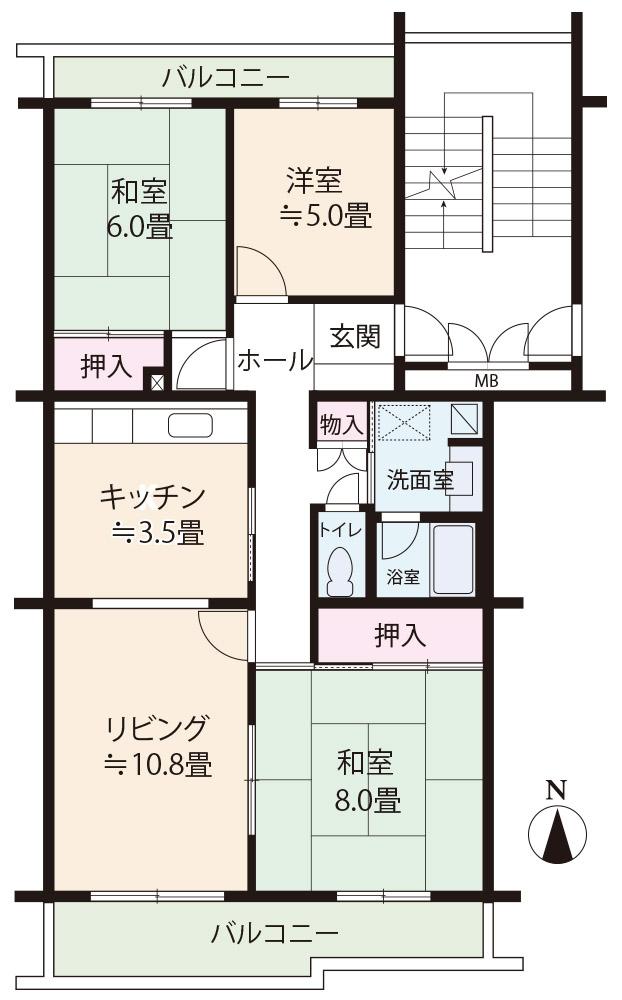 Floor plan. 3LDK, Price 6 million yen, Footprint 79.4 sq m , Balcony area 14.55 sq m