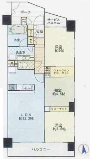 Floor plan. 3LDK, Price 22,900,000 yen, Footprint 66 sq m , Balcony area 12 sq m