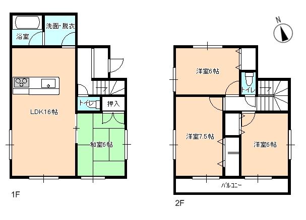 Floor plan. (2 ●), Price 23.8 million yen, 4LDK, Land area 112.66 sq m , Building area 92.34 sq m