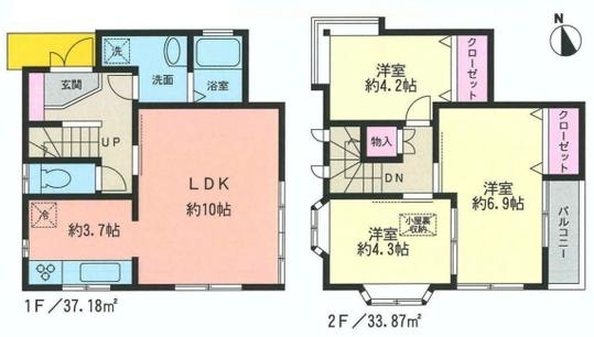 Floor plan. 17.8 million yen, 3LDK, Land area 90.29 sq m , Building area 71.05 sq m