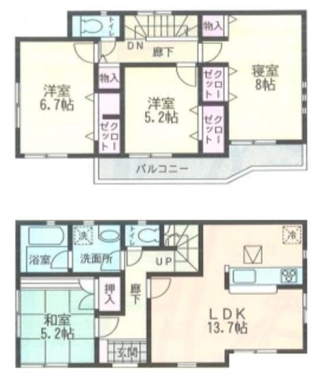 Floor plan. 30,800,000 yen, 4LDK, Land area 189.33 sq m , Building area 93.96 sq m
