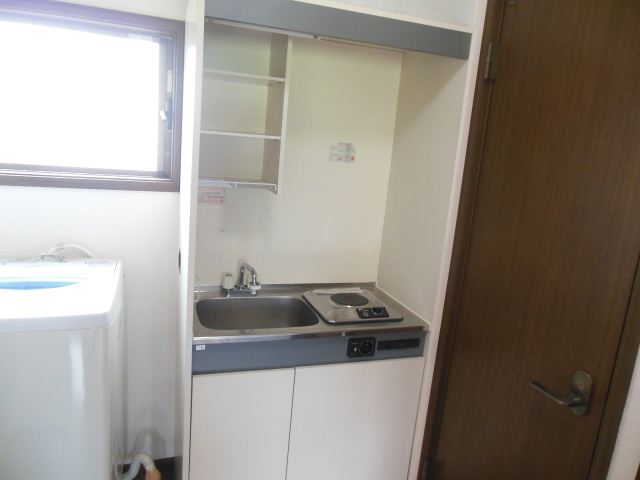 Kitchen. It comes with an electric stove. 