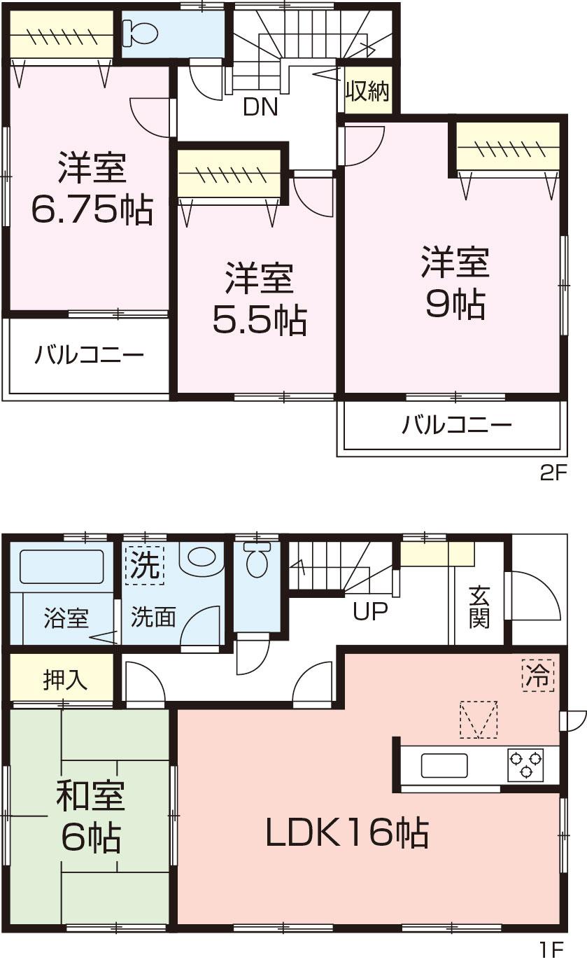 Floor plan. (number 3 4 Building), Price 28.8 million yen, 4LDK, Land area 110.28 sq m , Building area 105.58 sq m