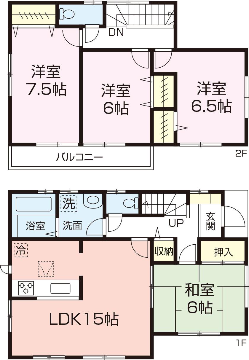 Floor plan. (number 3 6 Building), Price 26,800,000 yen, 4LDK, Land area 123.9 sq m , Building area 97.7 sq m