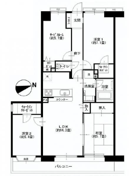 Floor plan. 3LDK+S, Price 24,900,000 yen, Occupied area 83.25 sq m , Balcony area 11.05 sq m 2 places of WIC, Housing wealth