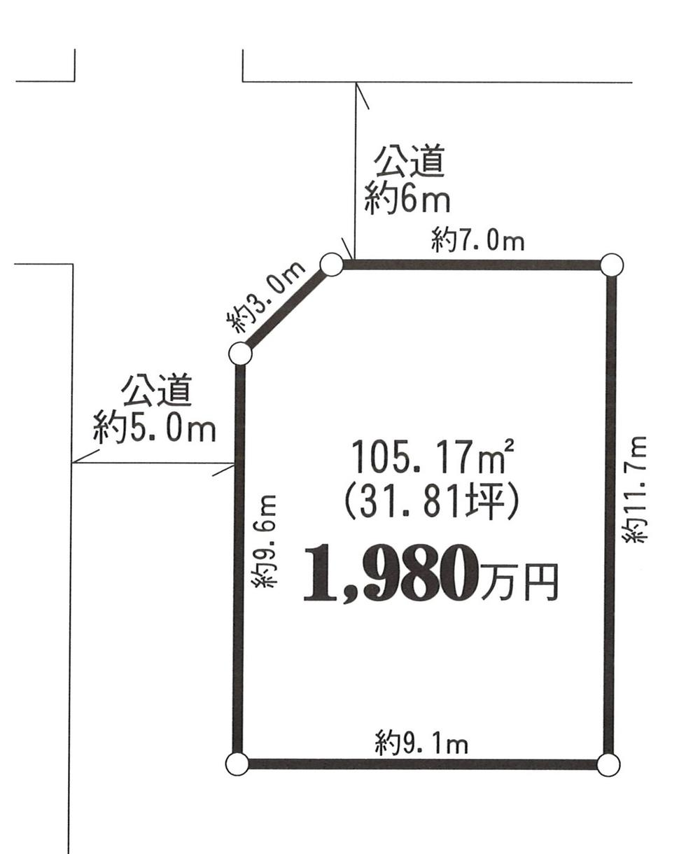Compartment figure. Land price 19,800,000 yen, Land area 105.17 sq m
